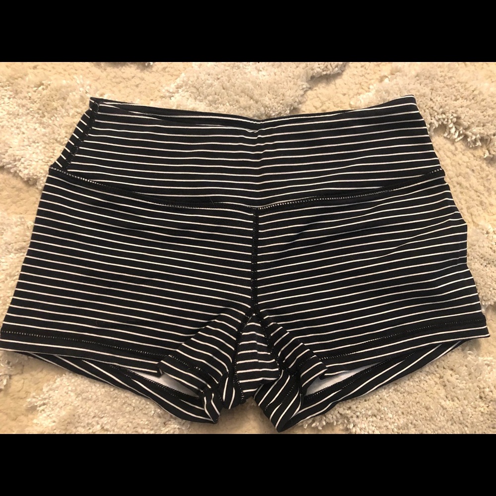 Women’s striped Savage barbell booty shorts- XS